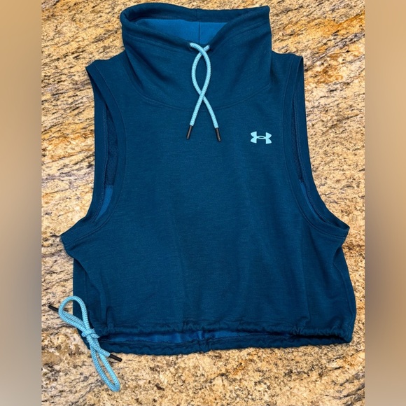Under Armour Blue Funnel Neck Sleeveless Sweatshirt Loose Fit Women’s Size XS - Picture 3 of 9